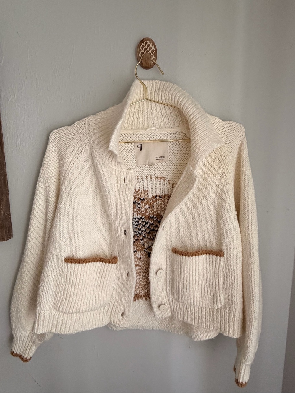 Pilcro Cream Knit the Jessie Golden Retriever Cardigan - Picture 2 of 4